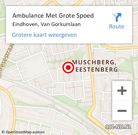 Locatie op kaart van de 112 melding: Ambulance Met Grote Spoed Naar Eindhoven, Van Gorkumlaan op 25 maart 2020 17:38