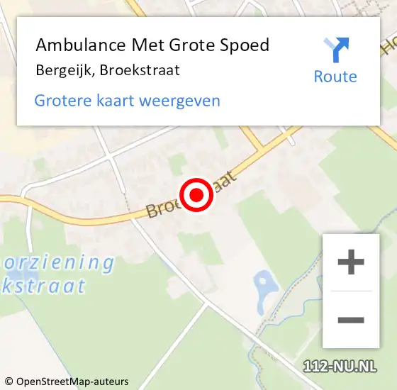 Locatie op kaart van de 112 melding: Ambulance Met Grote Spoed Naar Bergeijk, Broekstraat op 25 maart 2020 18:44