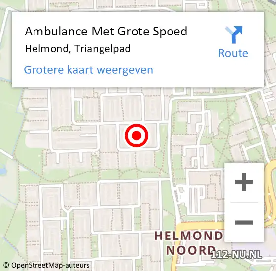 Locatie op kaart van de 112 melding: Ambulance Met Grote Spoed Naar Helmond, Triangelpad op 25 maart 2020 20:35