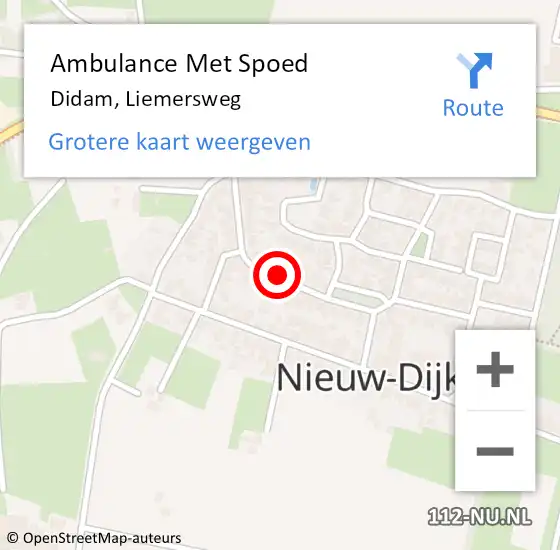 Locatie op kaart van de 112 melding: Ambulance Met Spoed Naar Didam, Liemersweg op 25 maart 2020 22:05