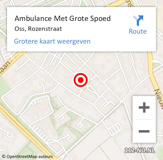 Locatie op kaart van de 112 melding: Ambulance Met Grote Spoed Naar Oss, Rozenstraat op 25 maart 2020 23:41