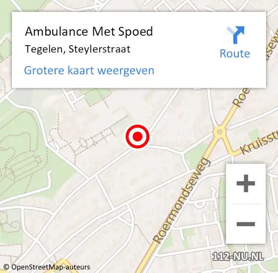 Locatie op kaart van de 112 melding: Ambulance Met Spoed Naar Tegelen, Steylerstraat op 2 mei 2014 10:45