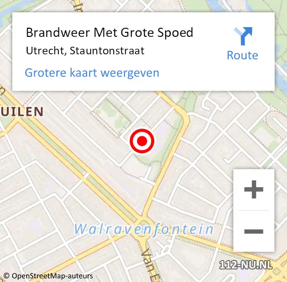 Locatie op kaart van de 112 melding: Brandweer Met Grote Spoed Naar Utrecht, Stauntonstraat op 26 maart 2020 04:18