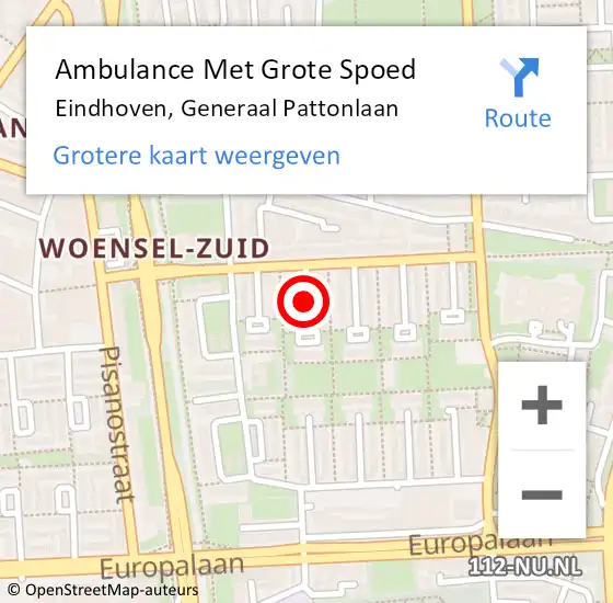 Locatie op kaart van de 112 melding: Ambulance Met Grote Spoed Naar Eindhoven, Generaal Pattonlaan op 26 maart 2020 04:42