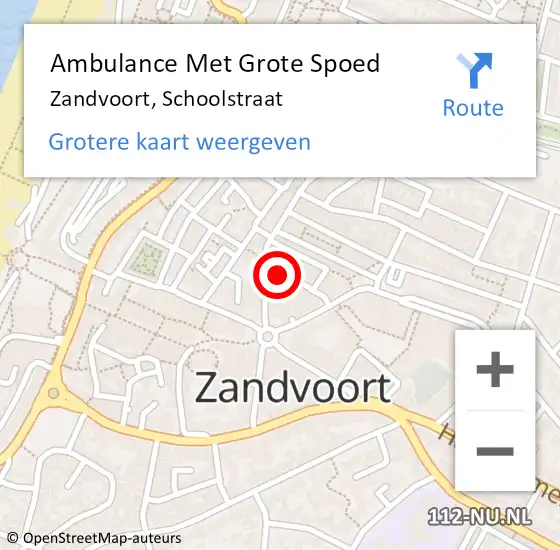 Locatie op kaart van de 112 melding: Ambulance Met Grote Spoed Naar Zandvoort, Schoolstraat op 26 maart 2020 06:59