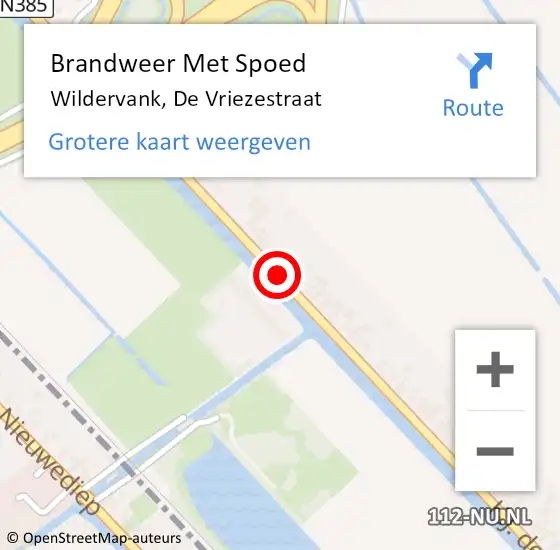 Locatie op kaart van de 112 melding: Brandweer Met Spoed Naar Wildervank, De Vriezestraat op 26 maart 2020 08:02