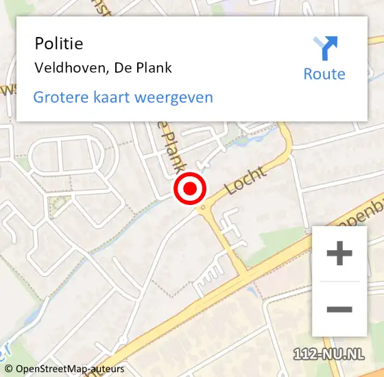Locatie op kaart van de 112 melding: Politie Veldhoven, De Plank op 26 maart 2020 08:03
