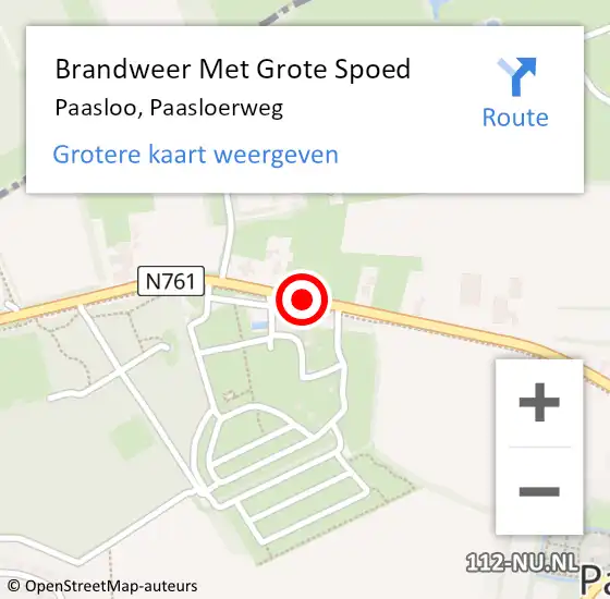 Locatie op kaart van de 112 melding: Brandweer Met Grote Spoed Naar Paasloo, Paasloerweg op 26 maart 2020 08:54