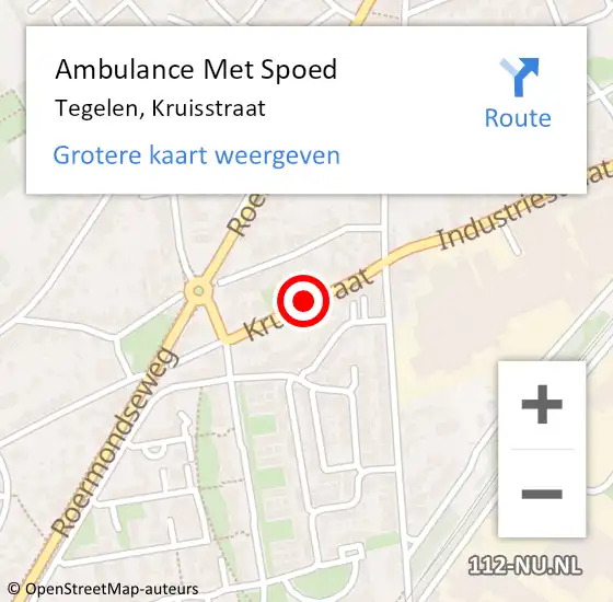 Locatie op kaart van de 112 melding: Ambulance Met Spoed Naar Tegelen, Kruisstraat op 26 maart 2020 09:36