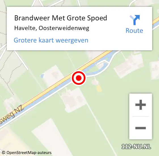 Locatie op kaart van de 112 melding: Brandweer Met Grote Spoed Naar Havelte, Oosterweidenweg op 26 maart 2020 09:45