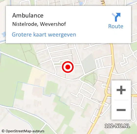 Locatie op kaart van de 112 melding: Ambulance Nistelrode, Wevershof op 26 maart 2020 11:11