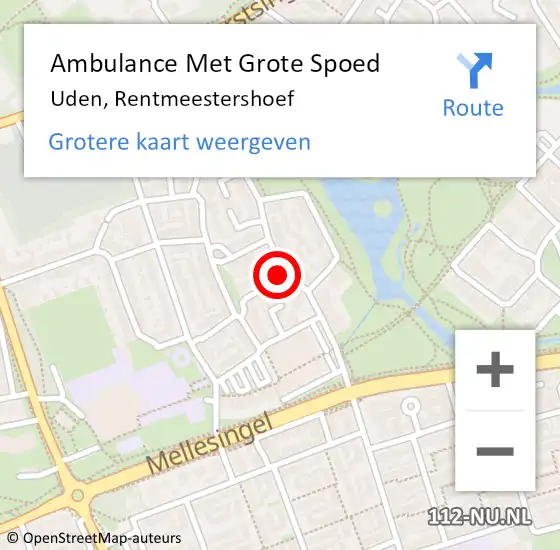 Locatie op kaart van de 112 melding: Ambulance Met Grote Spoed Naar Uden, Rentmeestershoef op 26 maart 2020 11:22