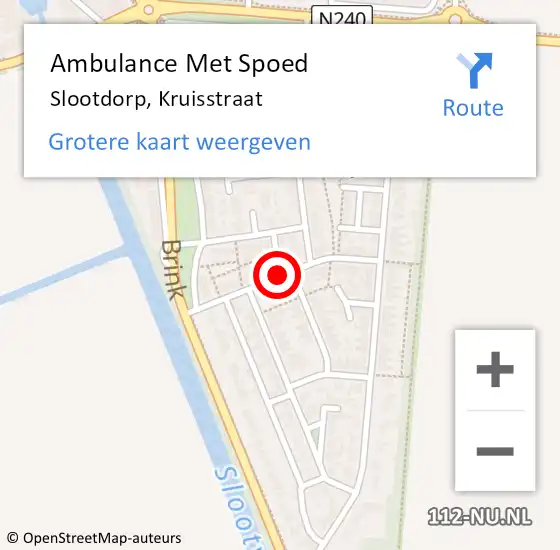 Locatie op kaart van de 112 melding: Ambulance Met Spoed Naar Slootdorp, Kruisstraat op 26 maart 2020 11:35