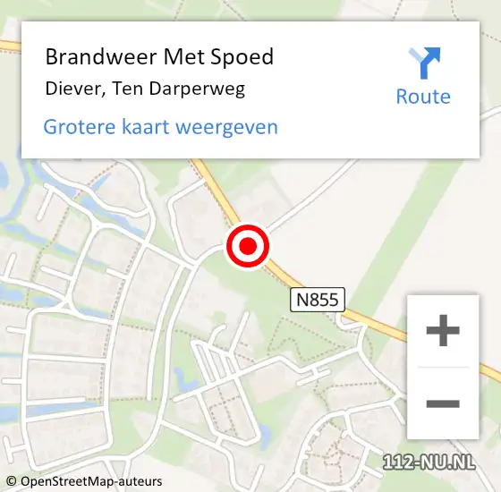 Locatie op kaart van de 112 melding: Brandweer Met Spoed Naar Diever, Ten Darperweg op 26 maart 2020 11:36