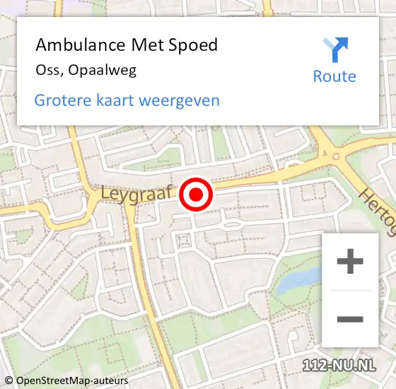 Locatie op kaart van de 112 melding: Ambulance Met Spoed Naar Oss, Opaalweg op 26 maart 2020 11:57