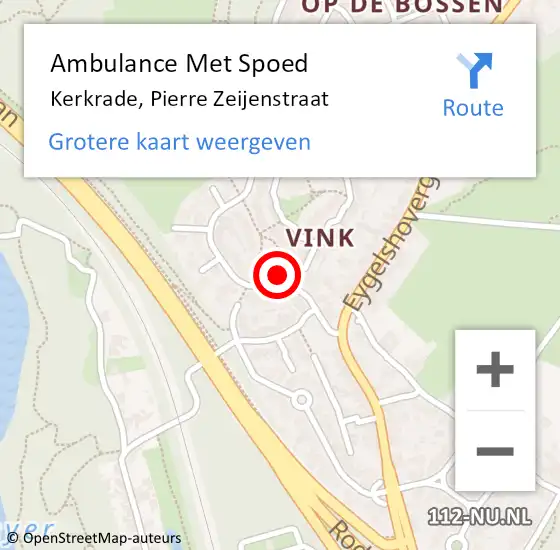 Locatie op kaart van de 112 melding: Ambulance Met Spoed Naar Kerkrade, Pierre Zeijenstraat op 2 mei 2014 11:17