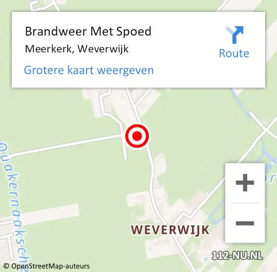 Locatie op kaart van de 112 melding: Brandweer Met Spoed Naar Meerkerk, Weverwijk op 26 maart 2020 13:39