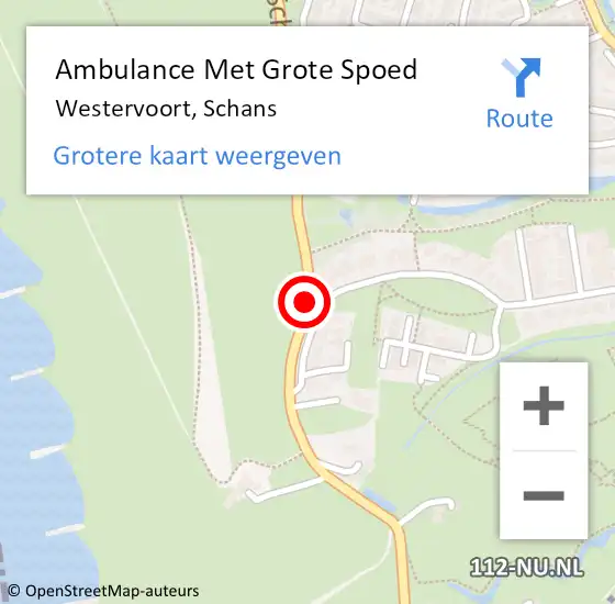 Locatie op kaart van de 112 melding: Ambulance Met Grote Spoed Naar Westervoort, Schans op 26 maart 2020 13:48