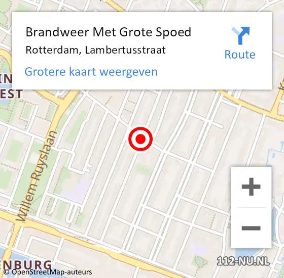 Locatie op kaart van de 112 melding: Brandweer Met Grote Spoed Naar Rotterdam, Lambertusstraat op 26 maart 2020 14:18