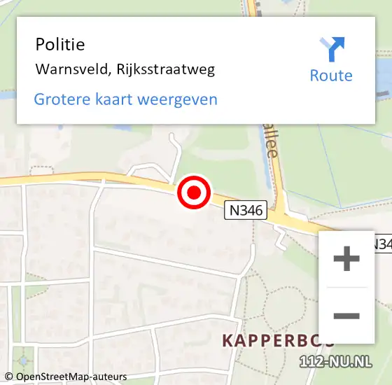 Locatie op kaart van de 112 melding: Politie Warnsveld, Rijksstraatweg op 26 maart 2020 14:23