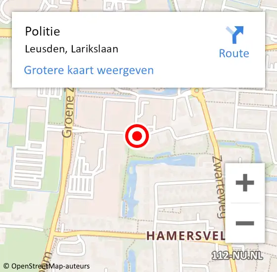 Locatie op kaart van de 112 melding: Politie Leusden, Larikslaan op 26 maart 2020 14:27