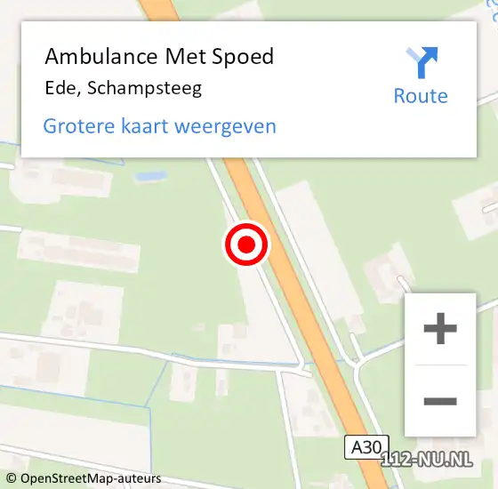 Locatie op kaart van de 112 melding: Ambulance Met Spoed Naar Ede, Schampsteeg op 26 maart 2020 14:36