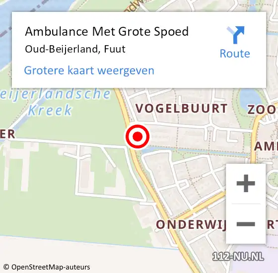 Locatie op kaart van de 112 melding: Ambulance Met Grote Spoed Naar Oud-Beijerland, Fuut op 26 maart 2020 15:03