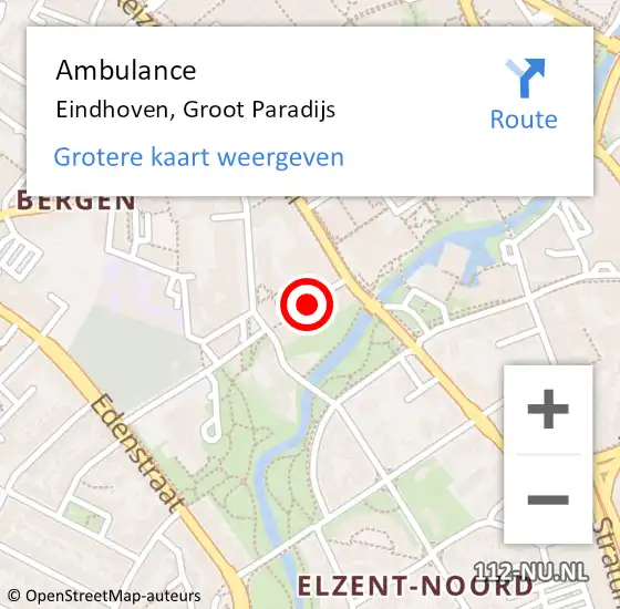 Locatie op kaart van de 112 melding: Ambulance Eindhoven, Groot Paradijs op 26 maart 2020 15:54