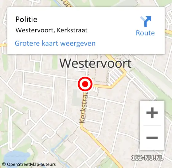 Locatie op kaart van de 112 melding: Politie Westervoort, Kerkstraat op 26 maart 2020 16:10