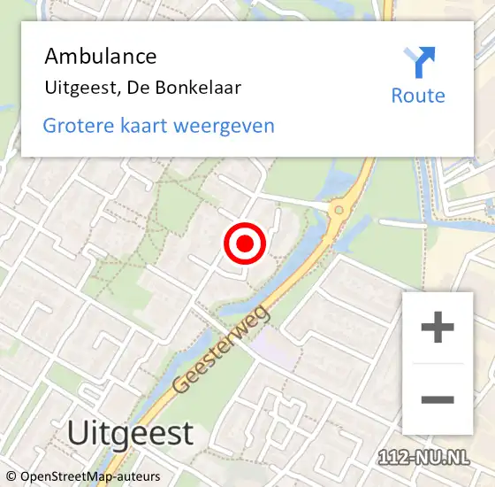Locatie op kaart van de 112 melding: Ambulance Uitgeest, De Bonkelaar op 26 maart 2020 16:14