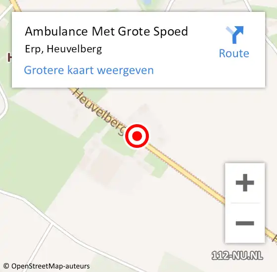 Locatie op kaart van de 112 melding: Ambulance Met Grote Spoed Naar Erp, Heuvelberg op 26 maart 2020 16:24