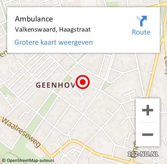 Locatie op kaart van de 112 melding: Ambulance Valkenswaard, Haagstraat op 26 maart 2020 16:31