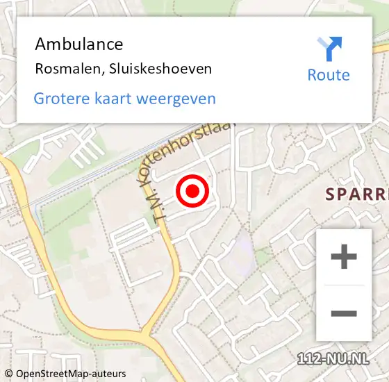 Locatie op kaart van de 112 melding: Ambulance Rosmalen, Sluiskeshoeven op 26 maart 2020 16:32