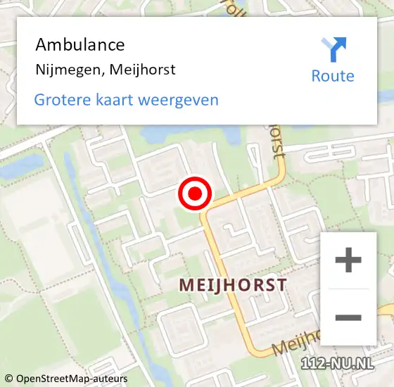 Locatie op kaart van de 112 melding: Ambulance Nijmegen, Meijhorst op 26 maart 2020 17:01