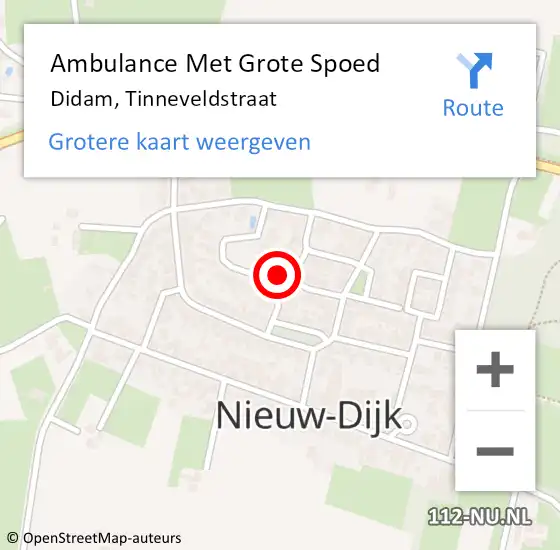 Locatie op kaart van de 112 melding: Ambulance Met Grote Spoed Naar Didam, Tinneveldstraat op 26 maart 2020 17:13