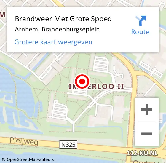 Locatie op kaart van de 112 melding: Brandweer Met Grote Spoed Naar Arnhem, Brandenburgseplein op 26 maart 2020 18:50