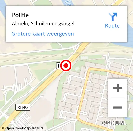 Locatie op kaart van de 112 melding: Politie Almelo, Schuilenburgsingel op 26 maart 2020 19:49