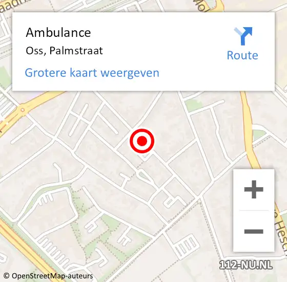 Locatie op kaart van de 112 melding: Ambulance Oss, Palmstraat op 26 maart 2020 20:49