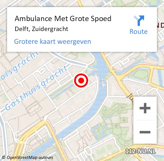 Locatie op kaart van de 112 melding: Ambulance Met Grote Spoed Naar Delft, Zuidergracht op 26 maart 2020 20:57
