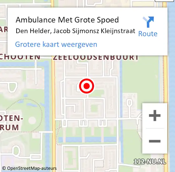 Locatie op kaart van de 112 melding: Ambulance Met Grote Spoed Naar Den Helder, Jacob Sijmonsz Kleijnstraat op 26 maart 2020 21:47