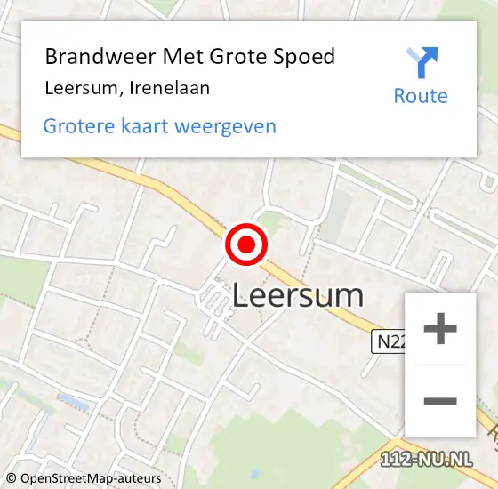 Locatie op kaart van de 112 melding: Brandweer Met Grote Spoed Naar Leersum, Irenelaan op 26 maart 2020 22:36