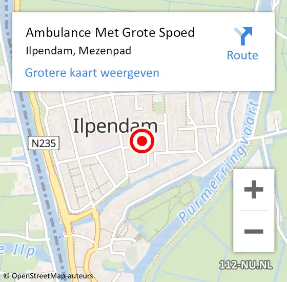 Locatie op kaart van de 112 melding: Ambulance Met Grote Spoed Naar Ilpendam, Mezenpad op 27 maart 2020 00:23