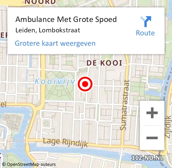 Locatie op kaart van de 112 melding: Ambulance Met Grote Spoed Naar Leiden, Lombokstraat op 27 maart 2020 00:42