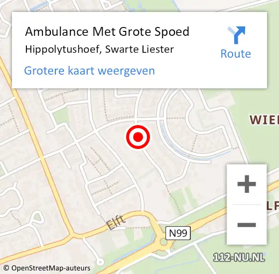 Locatie op kaart van de 112 melding: Ambulance Met Grote Spoed Naar Hippolytushoef, Swarte Liester op 27 maart 2020 02:11