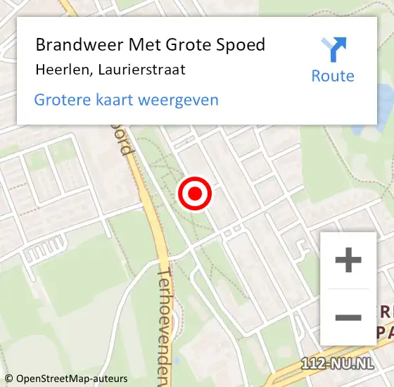 Locatie op kaart van de 112 melding: Brandweer Met Grote Spoed Naar Heerlen, Laurierstraat op 27 maart 2020 05:42