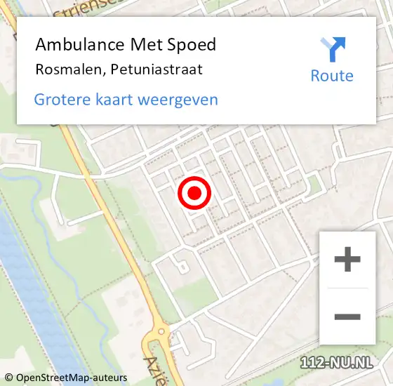 Locatie op kaart van de 112 melding: Ambulance Met Spoed Naar Rosmalen, Petuniastraat op 27 maart 2020 06:04