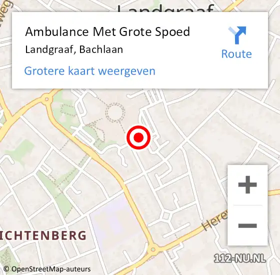 Locatie op kaart van de 112 melding: Ambulance Met Grote Spoed Naar Landgraaf, Bachlaan op 27 maart 2020 06:51