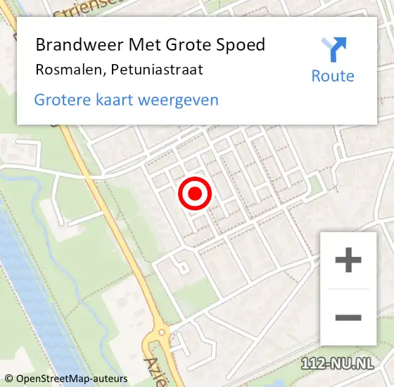 Locatie op kaart van de 112 melding: Brandweer Met Grote Spoed Naar Rosmalen, Petuniastraat op 27 maart 2020 07:04