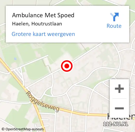 Locatie op kaart van de 112 melding: Ambulance Met Spoed Naar Haelen, Houtrustlaan op 27 maart 2020 09:15