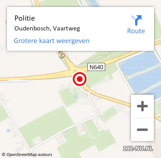 Locatie op kaart van de 112 melding: Politie Oudenbosch, Vaartweg op 27 maart 2020 09:34